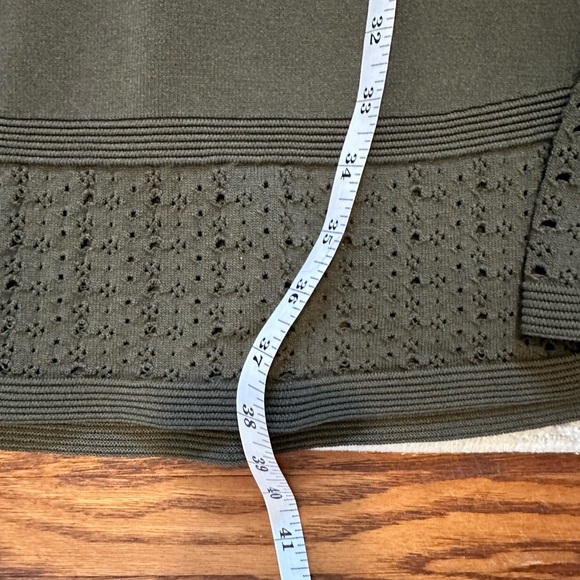 Sandro green olive rhapsody perforated fit and flare dress - Picture 12 of 12
